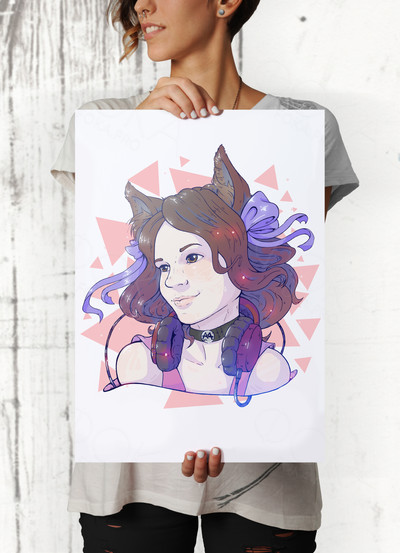 Картина на холсте 40х50см «Лиса Женя» (ручная отрисовка по фото в стиле «Поп-арт») — фото