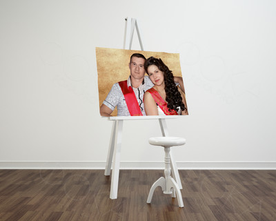 Фотокартина на холсте 80х60см «Свидетели-молодожены» — фото