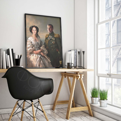 Фотокартина-монтаж на холсте 60х80см «Дама с офицером» — фото