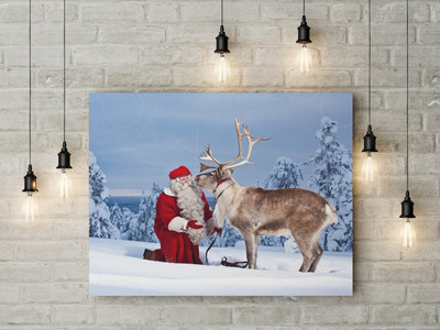 Постер 180х125см «Санта Клаус с оленем» — фото