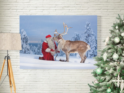 Постер 180х125см «Санта Клаус с оленем» — фото