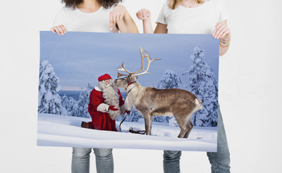 Постер 180х125см «Санта Клаус с оленем» — фото