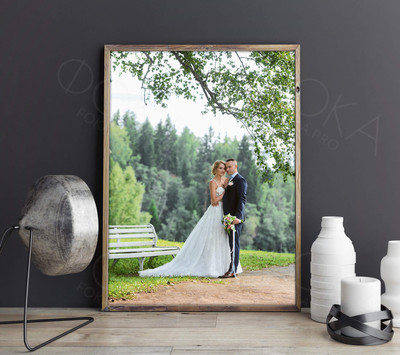 Фотокартина на холсте 50х80см «Молодожены в березовой роще» — фото