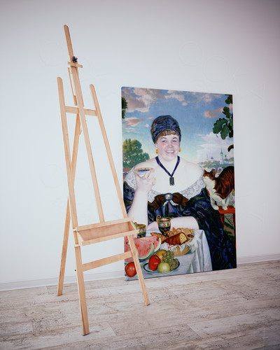 Фотокартина-монтаж на холсте 60х50см «Дама за чаем» — фото