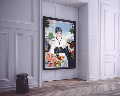 Фотокартина-монтаж на холсте 60х50см «Дама за чаем» — фото