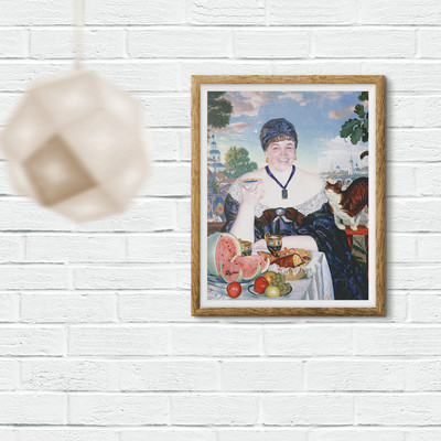 Фотокартина-монтаж на холсте 60х50см «Дама за чаем» — фото