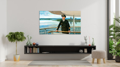 Картина-фотомонтаж 100х50см «Капитан на палубе теплохода» — фото