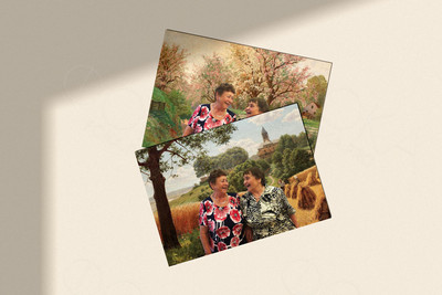 Фотопортрет на дизайнерской бумаге «Две подруги» — фото