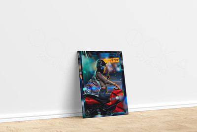 Фотокартина в стиле поп-арт на холсте 60х80см «Девушка на мотоцикле» — фото
