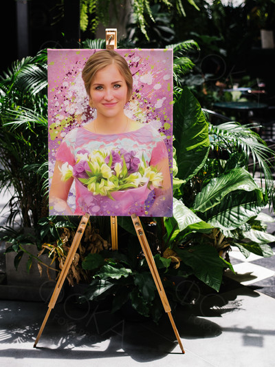 Фотокартина в стиле дрим-арт на холсте 30х40см «Милая девушка с цветами» — фото