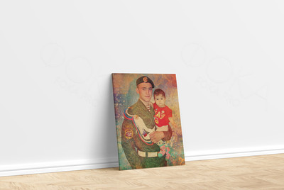 Фотокартина в стиле арт-гранж на холсте 40х60см «Отец и дочь» — фото