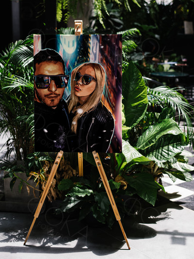 Фотокартина в стиле дрим-арт холсте 50х70см «Двое в темных очках» — фото