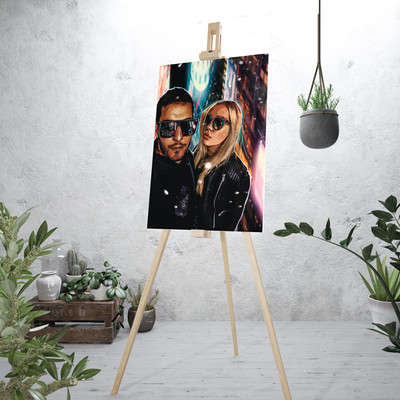 Фотокартина в стиле дрим-арт холсте 50х70см «Двое в темных очках» — фото