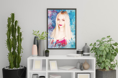 Фотокартина в стиле дрим-арт на холсте 70х90см «Девушка в красном» — фото