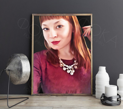 Фотокартина на холсте 40х60см «Девушка в красном» — фото