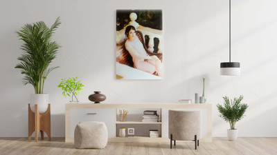 Фотокартина в стиле дрим-арт на холсте 50х70см «Дама на скамейке» — фото