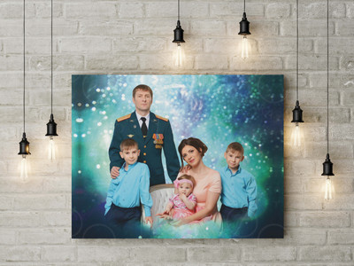 Фотокартина в стиле дрим-арт на холсте 50х40см «Портрет семьи» — фото