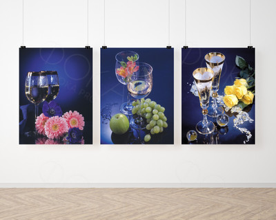 Модульные картины на холстах 3шт 30х40см «Бокалы» — фото