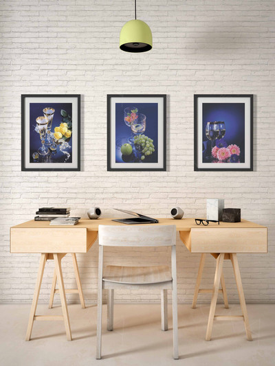 Модульные картины на холстах 3шт 30х40см «Бокалы» — фото