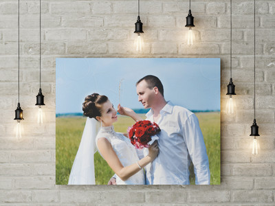 Фотокартина на холсте 110х80см «Свадьба в поле» — фото