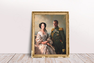 Фотокартина-монтаж на холсте 60х80см «Дама с офицером» — фото