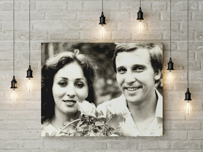 Фотокартина на холсте 60х40см «Портрет вдвоем», ретушь ЧБ фото — фото