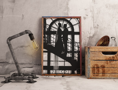 Фотокартина на холсте 40х60см «Свадьба на лестнице» — фото