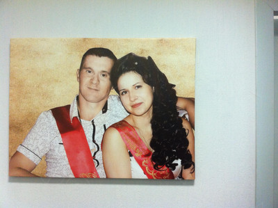 Фотокартина на холсте 80х60см «Свидетели-молодожены» — фото