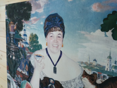 Фотокартина-монтаж на холсте 60х50см «Дама за чаем» — фото