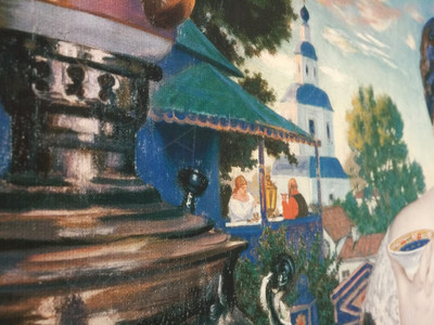 Фотокартина-монтаж на холсте 60х50см «Дама за чаем» — фото