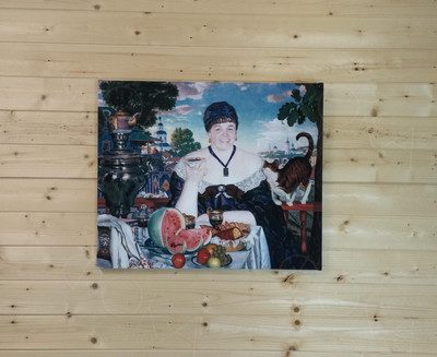 Фотокартина-монтаж на холсте 60х50см «Дама за чаем» — фото