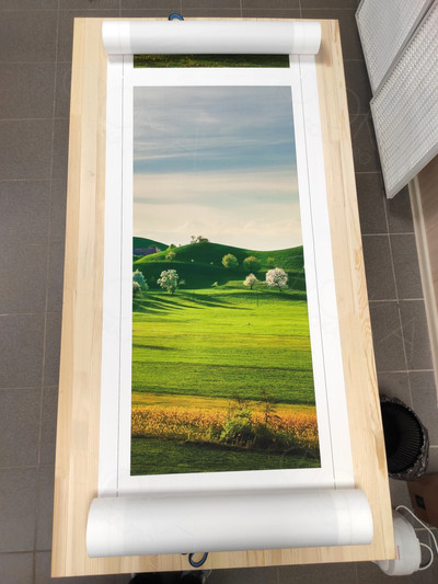 Модульные картина на холсте 4 шт. 52х112см «Зеленые горы» — фото