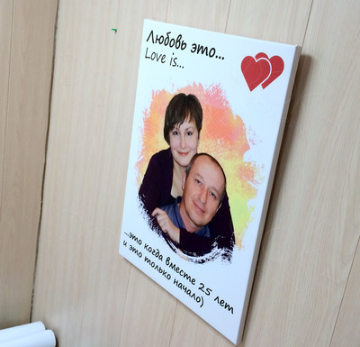Фотокартина в стиле Love is на холсте 50х70см «Вместе 25 лет» — фото