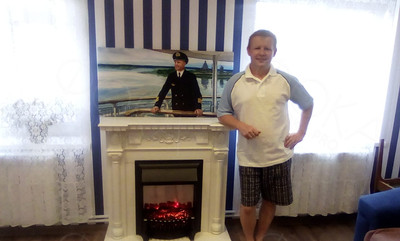 Картина-фотомонтаж 100х50см «Капитан на палубе теплохода» — фото