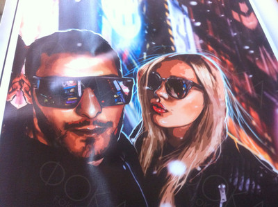 Фотокартина в стиле дрим-арт холсте 50х70см «Двое в темных очках» — фото