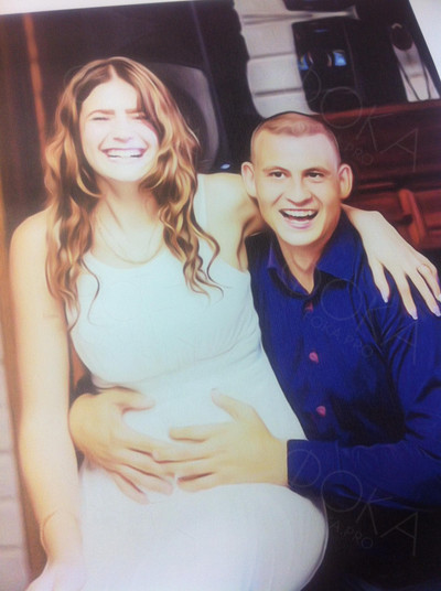 Фотокартина на холсте 50х70см «Счастливые влюбленные» — фото