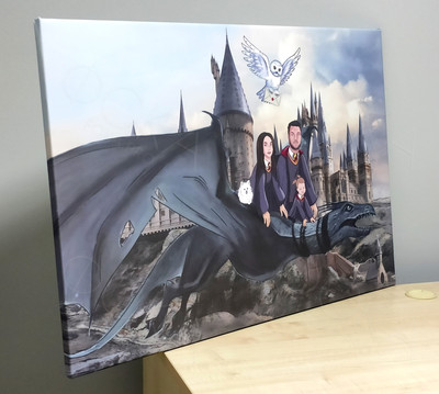 Картина 90х60см «На драконе» по Гарри Поттеру — фото