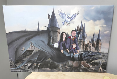 Картина 90х60см «На драконе» по Гарри Поттеру — фото