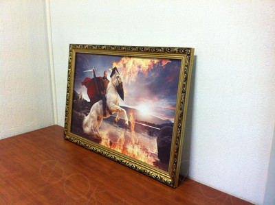 Картина-фотомонтаж на холсте 60х40см «Всадник на белом коне» — фото