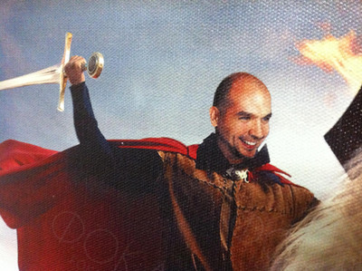 Картина-фотомонтаж на холсте 60х40см «Всадник на белом коне» — фото