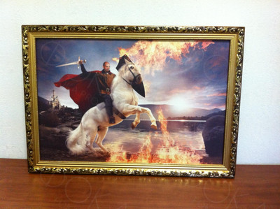 Картина-фотомонтаж на холсте 60х40см «Всадник на белом коне» — фото