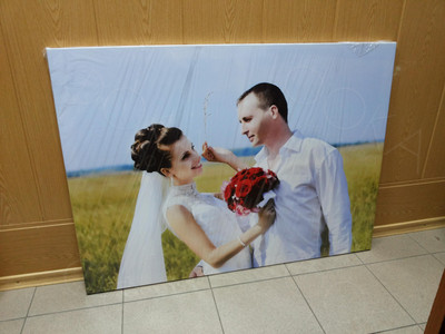 Фотокартина на холсте 110х80см «Свадьба в поле» — фото