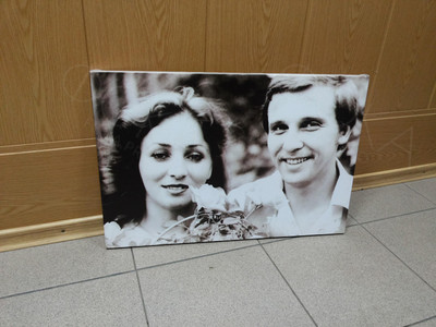 Фотокартина на холсте 60х40см «Портрет вдвоем», ретушь ЧБ фото — фото